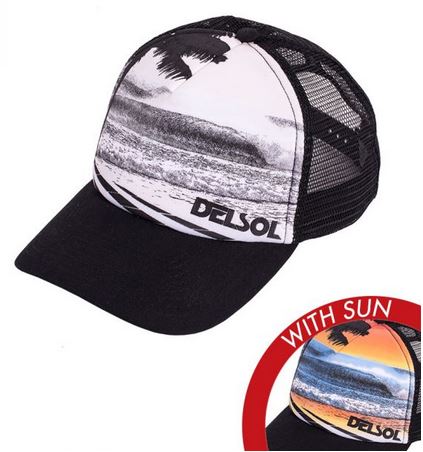 Del Sol "Ocean Surf" Color-changing Trucker Hat- Black